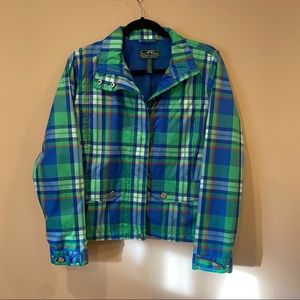 Ralph Lauren Active Blue and Green Plaid Windbreaker Jacket